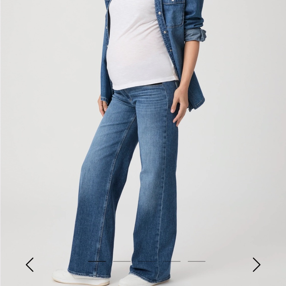 PAIGE Medium Blue Wide Leg Jeans
